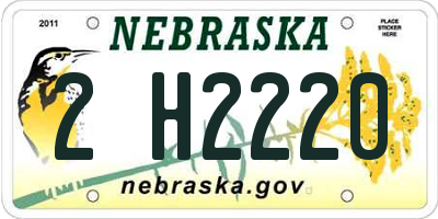 NE license plate 2H2220