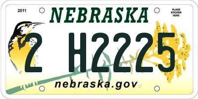 NE license plate 2H2225