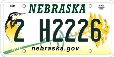 NE license plate 2H2226