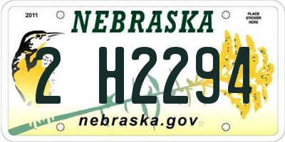 NE license plate 2H2294