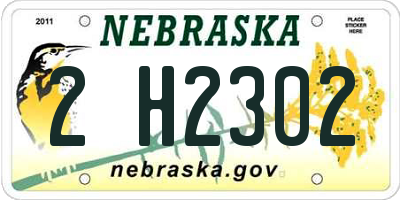 NE license plate 2H2302