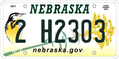NE license plate 2H2303