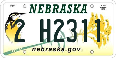 NE license plate 2H2311