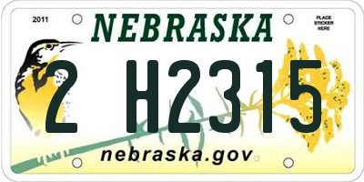 NE license plate 2H2315