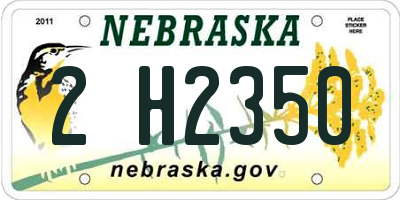 NE license plate 2H2350