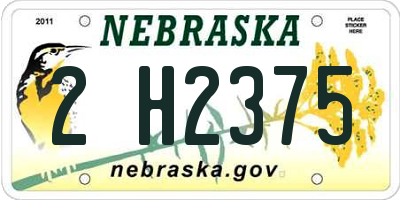 NE license plate 2H2375