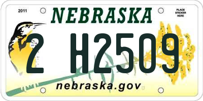 NE license plate 2H2509