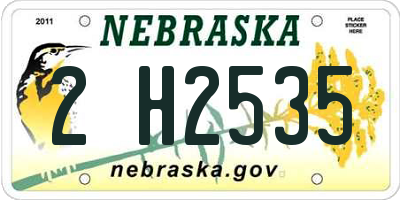 NE license plate 2H2535