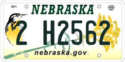 NE license plate 2H2562