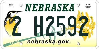 NE license plate 2H2592