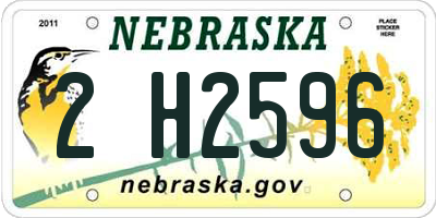 NE license plate 2H2596
