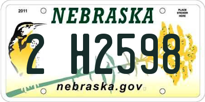 NE license plate 2H2598