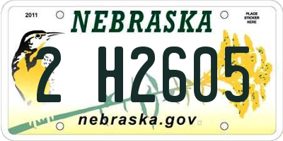 NE license plate 2H2605