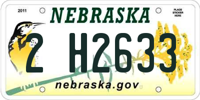 NE license plate 2H2633