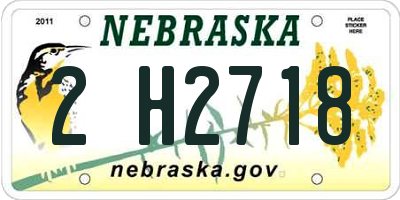 NE license plate 2H2718