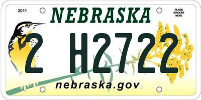 NE license plate 2H2722