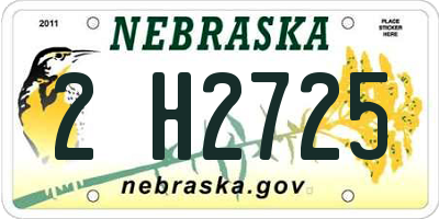 NE license plate 2H2725