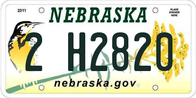 NE license plate 2H2820