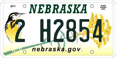 NE license plate 2H2854