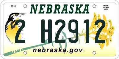 NE license plate 2H2912