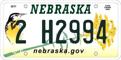 NE license plate 2H2994