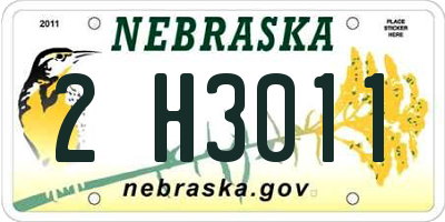 NE license plate 2H3011