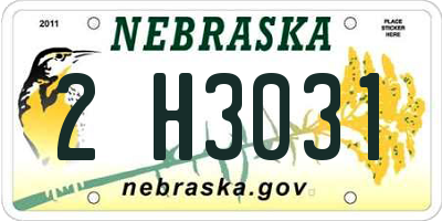 NE license plate 2H3031