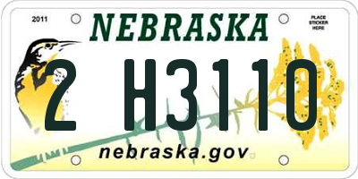 NE license plate 2H3110