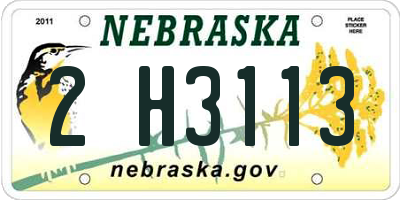 NE license plate 2H3113