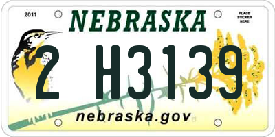 NE license plate 2H3139