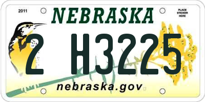 NE license plate 2H3225