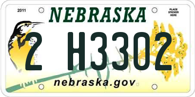 NE license plate 2H3302