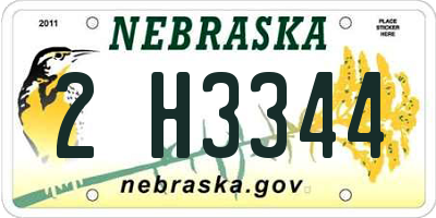 NE license plate 2H3344