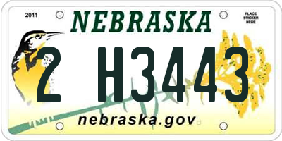 NE license plate 2H3443