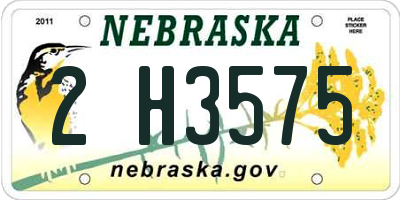 NE license plate 2H3575