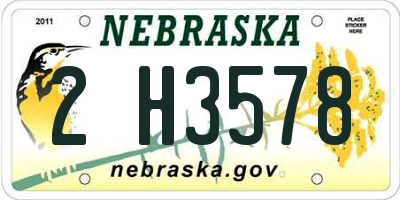 NE license plate 2H3578