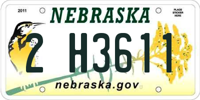 NE license plate 2H3611
