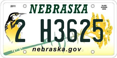 NE license plate 2H3625