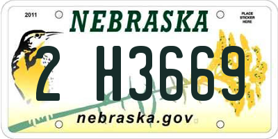 NE license plate 2H3669