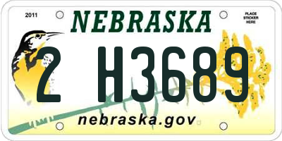 NE license plate 2H3689