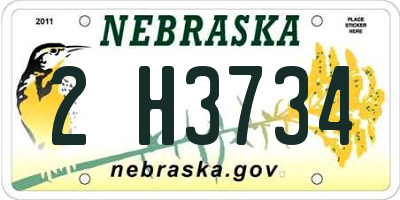 NE license plate 2H3734