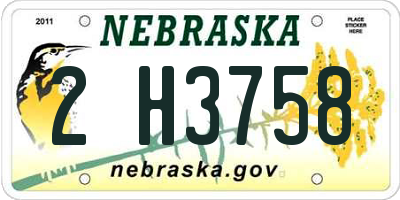 NE license plate 2H3758
