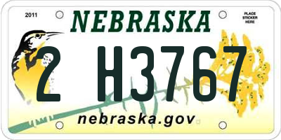 NE license plate 2H3767