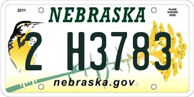 NE license plate 2H3783