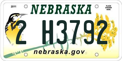 NE license plate 2H3792