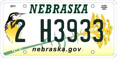 NE license plate 2H3933