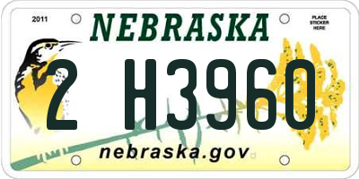 NE license plate 2H3960