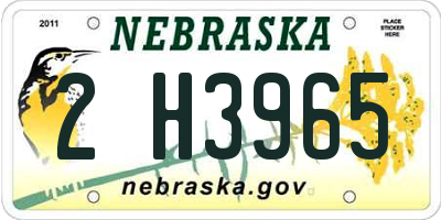 NE license plate 2H3965