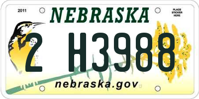 NE license plate 2H3988