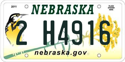 NE license plate 2H4916